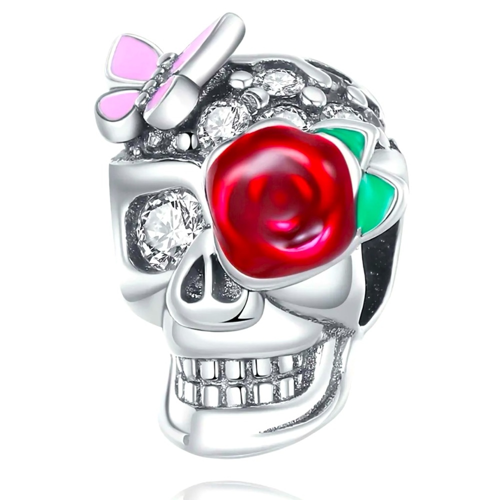 925 Skull Bracelet Charm-NEW